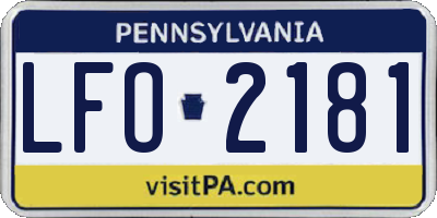 PA license plate LFO2181
