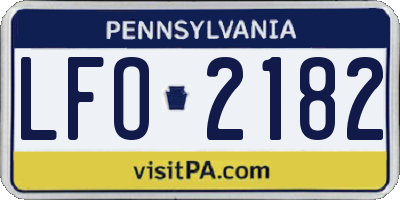 PA license plate LFO2182