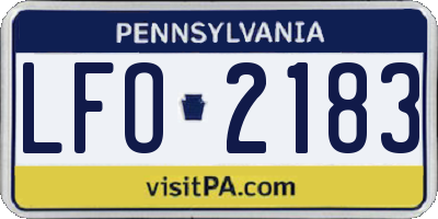 PA license plate LFO2183