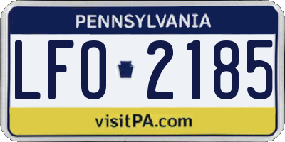 PA license plate LFO2185