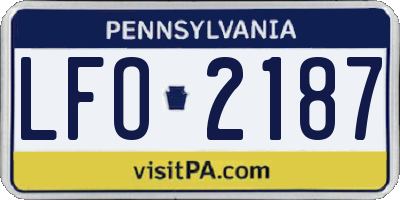 PA license plate LFO2187