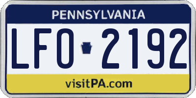 PA license plate LFO2192