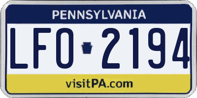PA license plate LFO2194