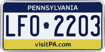 PA license plate LFO2203