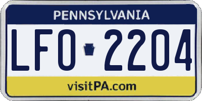 PA license plate LFO2204
