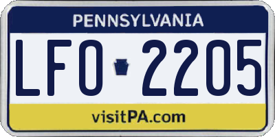 PA license plate LFO2205