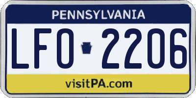 PA license plate LFO2206