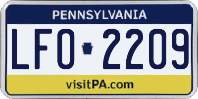 PA license plate LFO2209