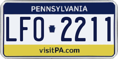 PA license plate LFO2211