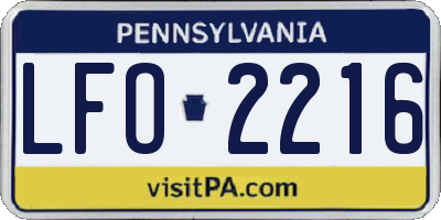 PA license plate LFO2216