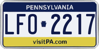PA license plate LFO2217