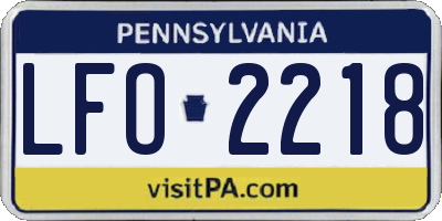 PA license plate LFO2218