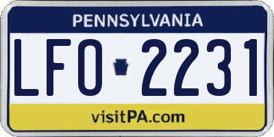 PA license plate LFO2231