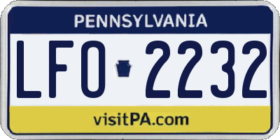 PA license plate LFO2232