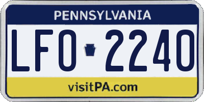 PA license plate LFO2240