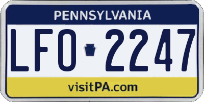 PA license plate LFO2247