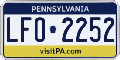 PA license plate LFO2252