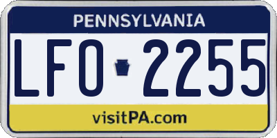 PA license plate LFO2255