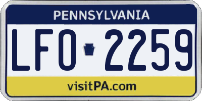 PA license plate LFO2259