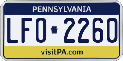 PA license plate LFO2260