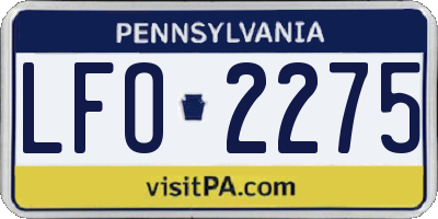 PA license plate LFO2275
