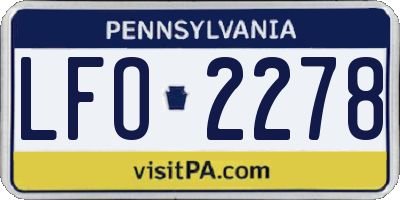 PA license plate LFO2278