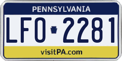 PA license plate LFO2281