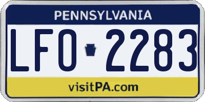 PA license plate LFO2283