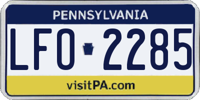 PA license plate LFO2285