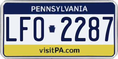 PA license plate LFO2287