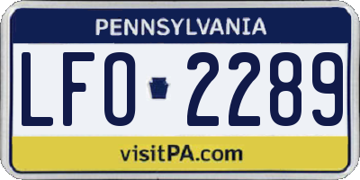 PA license plate LFO2289