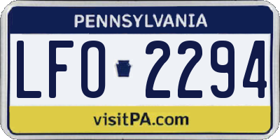 PA license plate LFO2294