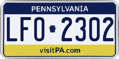 PA license plate LFO2302
