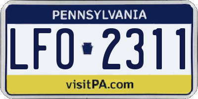 PA license plate LFO2311