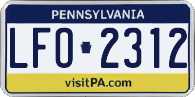 PA license plate LFO2312