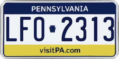 PA license plate LFO2313