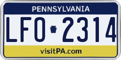 PA license plate LFO2314