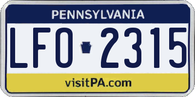 PA license plate LFO2315