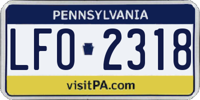 PA license plate LFO2318