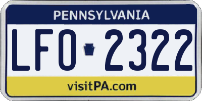 PA license plate LFO2322