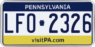 PA license plate LFO2326