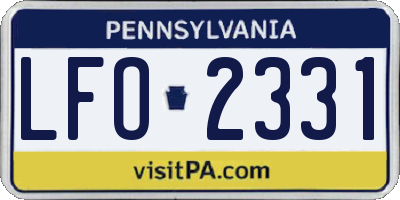 PA license plate LFO2331