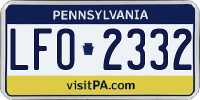 PA license plate LFO2332
