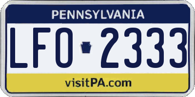 PA license plate LFO2333
