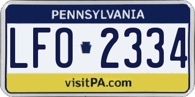 PA license plate LFO2334