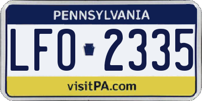 PA license plate LFO2335