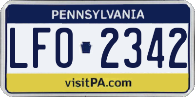 PA license plate LFO2342