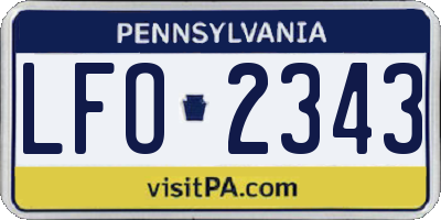 PA license plate LFO2343