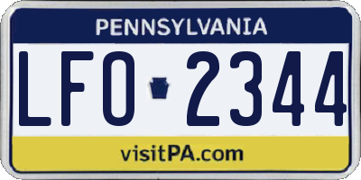 PA license plate LFO2344