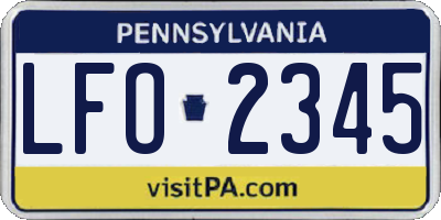 PA license plate LFO2345